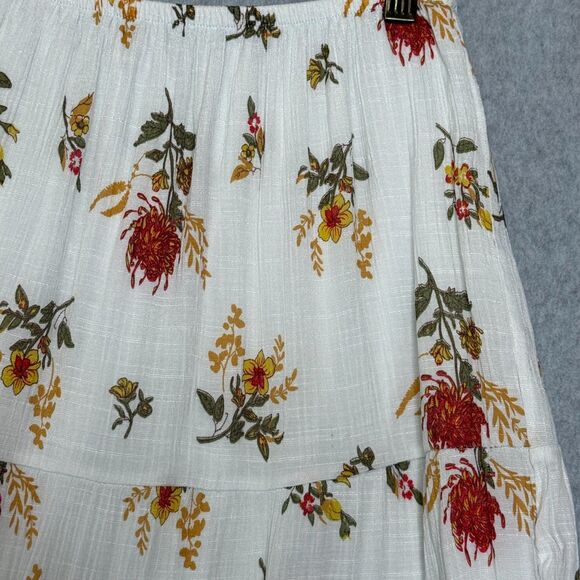 J Gee Fall Floral Tiered Maxi Skirt Sz M Cream Fairy Boho Coquette Festival - Picture 8 of 16